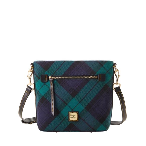Dooney & Bourke Handbags - NWT DOONEY AND BOURKE Navy & Green Tartan Plaid Small Zip Crossbody Bag